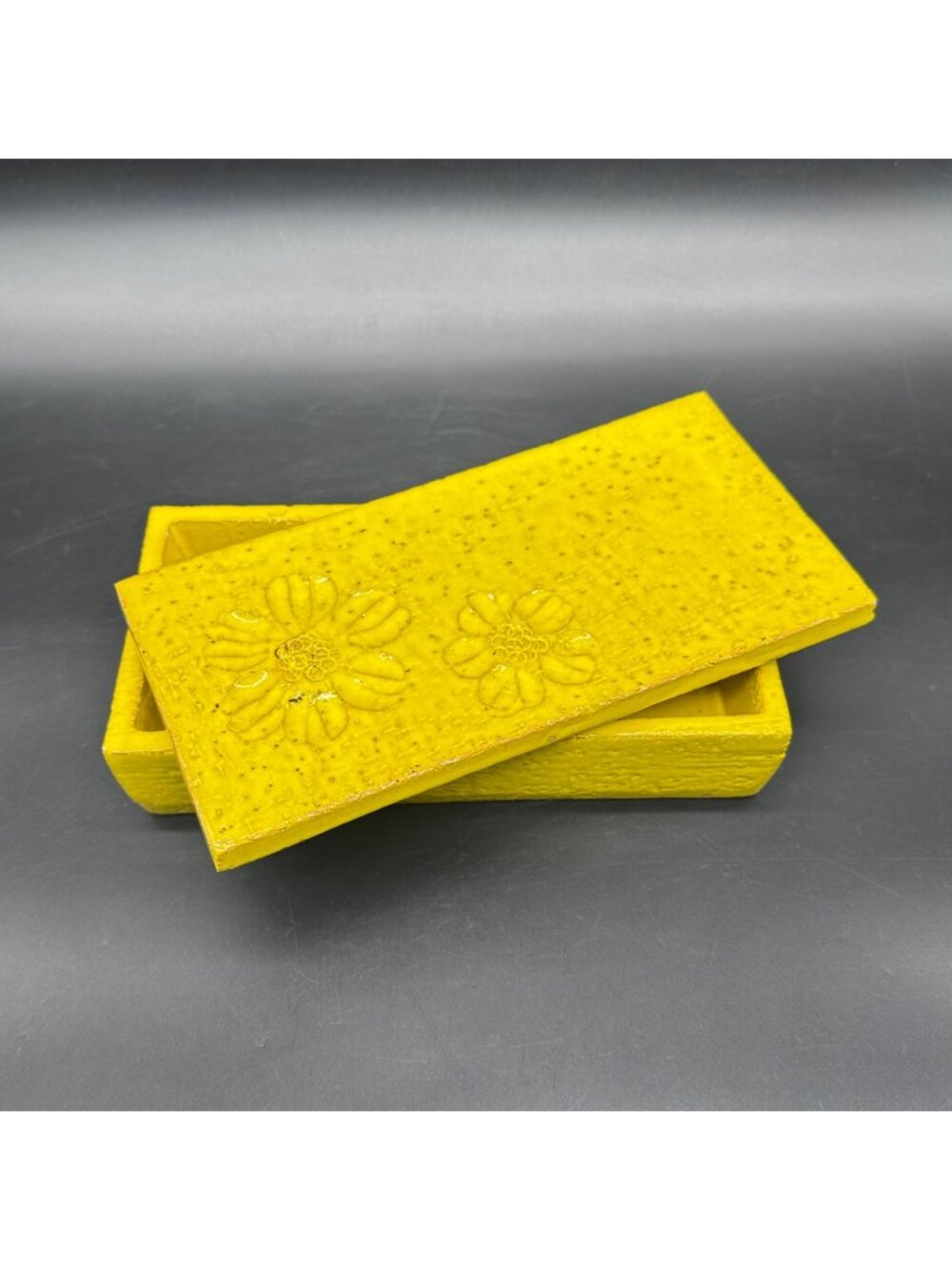 Vintage Trinket Box Italy Aldo Londi Rosenthal Netter Bitossi MCM Yellow Daisy